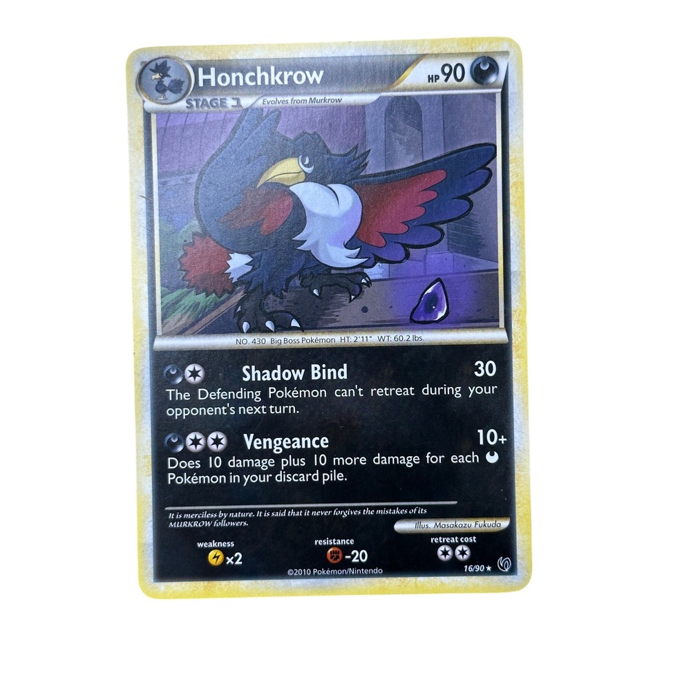 Honchkrow 16/90 Rare Pokemon Card‎ 2010 Nintendo Trading Game MP/LP